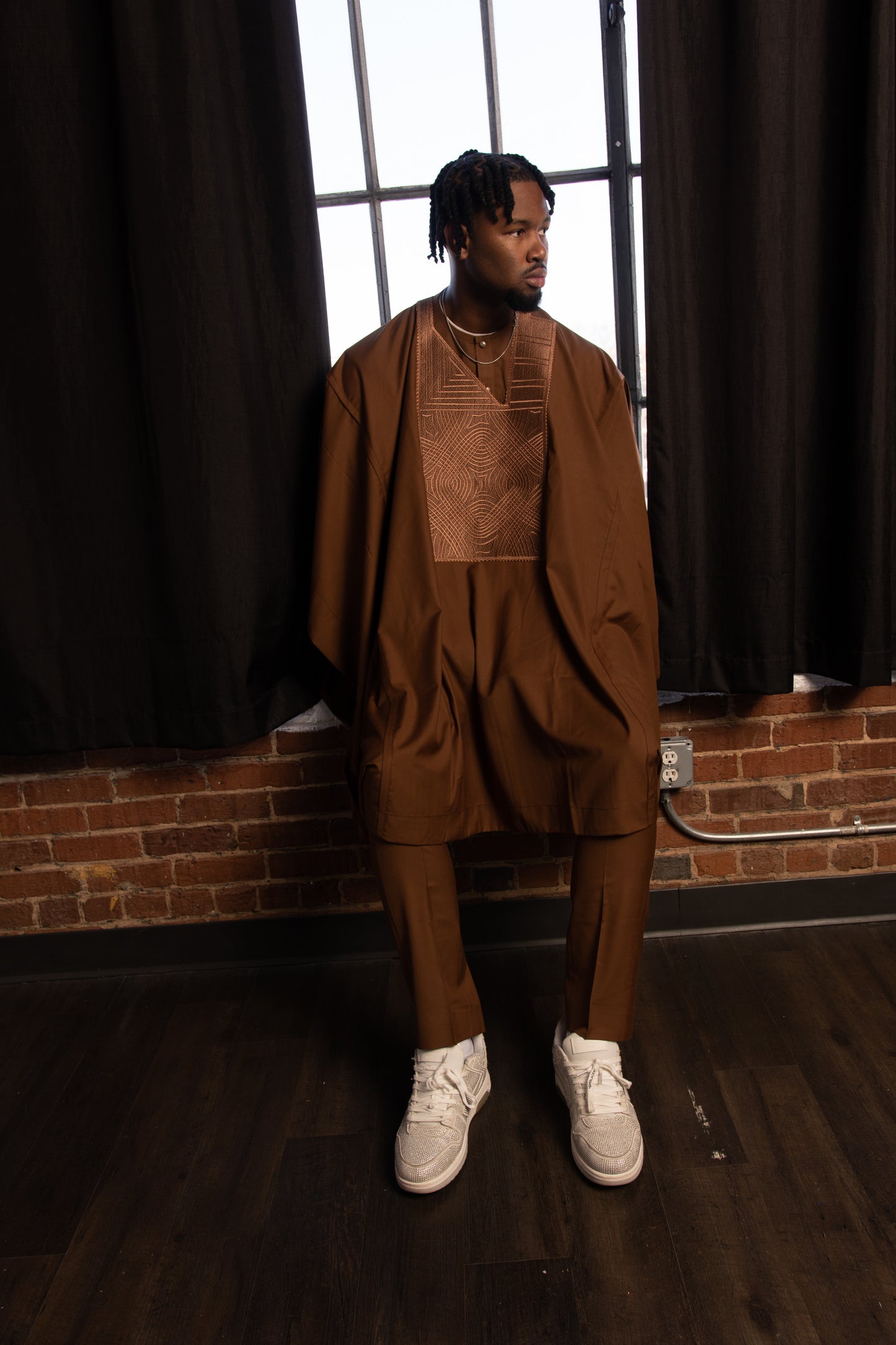 Traditional Men's Nigerian Agbada Set – Includes Robe, Shirt, and Pants