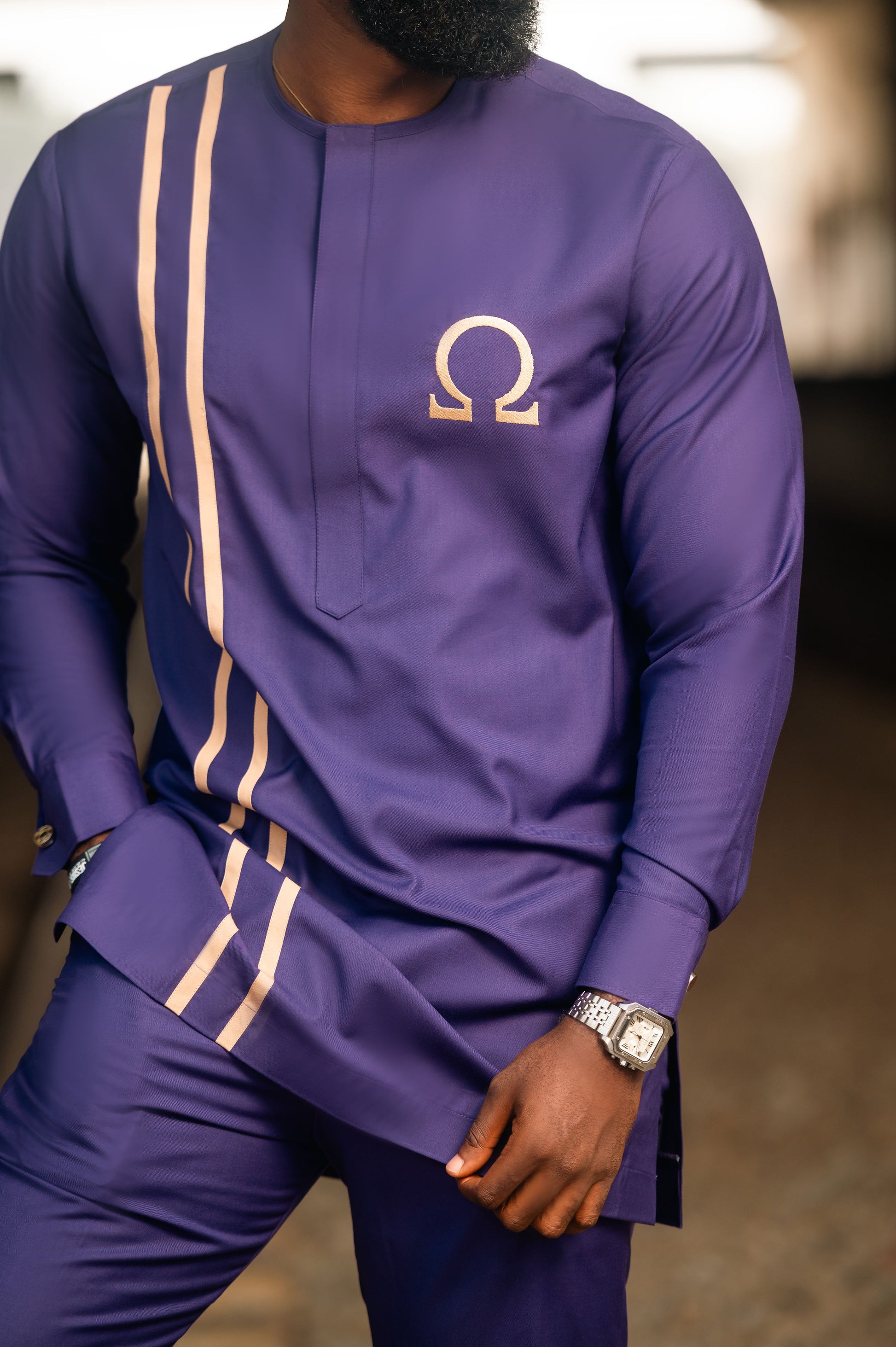 Men's 2 Piece Shirt and Pants Set Iota Omega