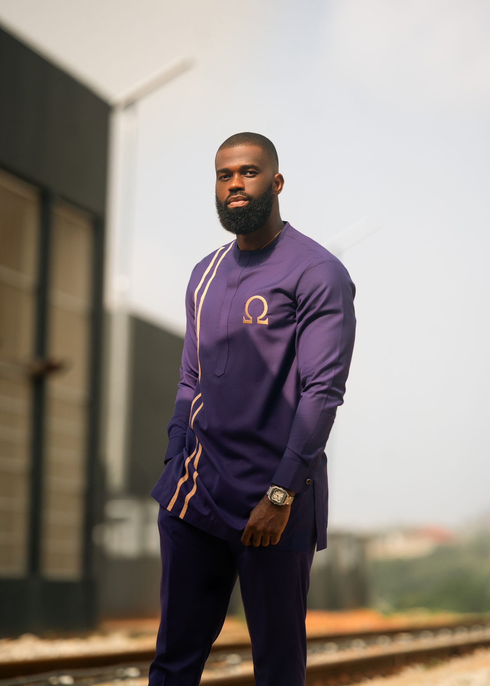 Men's 2 Piece Shirt and Pants Set Iota Omega
